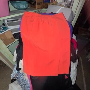 Valentino Bright Coral-Red Midi Skirt